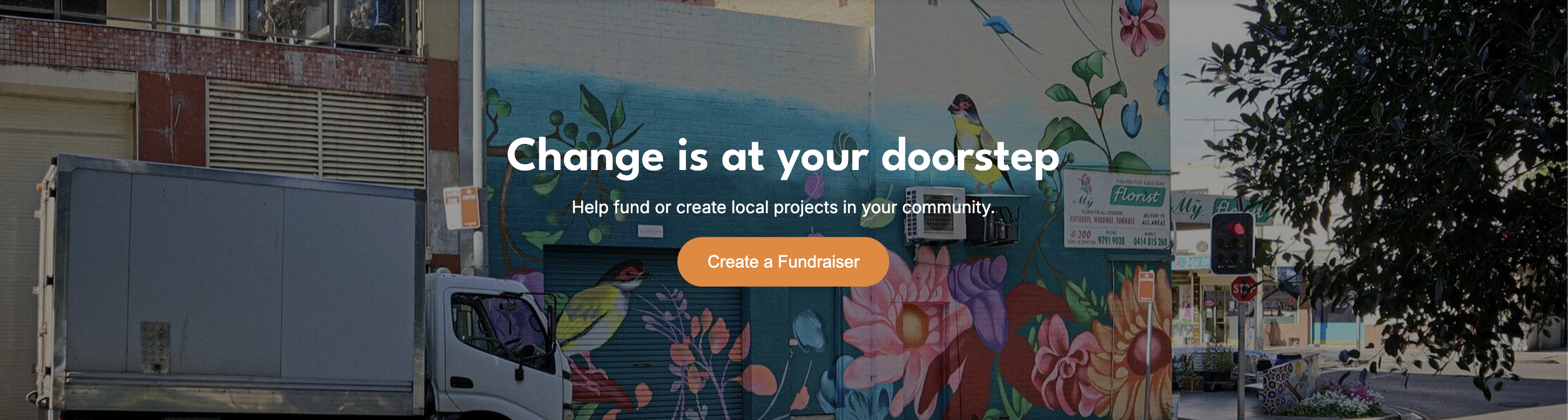 Community Change crowdfunding website banner